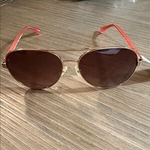 Kate Spade Gold Frame Sunglasses with Red Arms